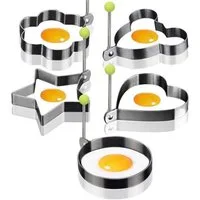 KINSI Cake-Pop-Form 5 Omelettformen, Omelettring, Edelstahl Eierringe, Küchengeräte, (5-tlg), Omelette-Ei, DIY-Modell Omelette-Maker, Omelette-Form Ringe