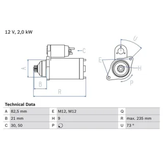 Bosch Anlasser 2,0 kW VW Crafter 2,5 TDI 0986021630