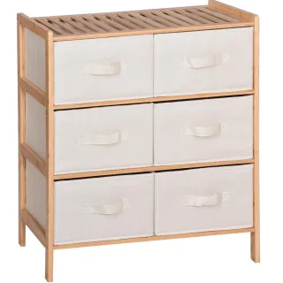 Begryf Badezimmerschrank, Natur, Holz, Bambus, 6 Schubladen, 66x79x35 cm, Badezimmer, Badezimmerschränke, Midischränke