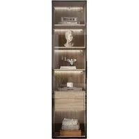 OKWISH Vitrine Badezimmerschrank (Hochschrank, Lagerschrank, Highboard, Lagerschränke, 1-St., mit 1 großen Schubladen und 1 Türen) mit Lichtleiste, Glastür