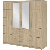 Beautysofa Kleiderschrank Kleiderschrank mit 4 türen BALI D4 Garderobenschrank mit Spiegel