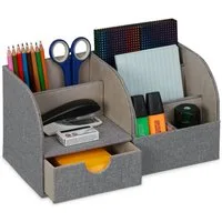 relaxdays Organizer Schreibtisch Organizer Leinenoptik (1 St)