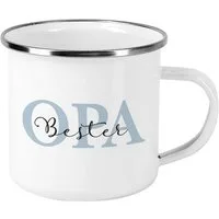 Herz & Heim Tasse aus Metall - Emaille Tasse als Geschenk für Mama, Papa, Oma, Opa