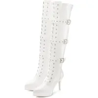 LASCANA Belle Affaire High-Heel-Stiefelette mit Plateau Overkneestiefel erotische Lack-Optik, mit Zierschnallen
