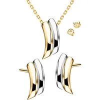 Limana Ohrring und Ketten Set Schmuckset 925 Silber vergoldet Damen Frau Halskette mit Ohrstecker (inkl. Schmuckbox), Geschenkset Idee Geschenk für Sie Frauen Damen Freundin Mutter