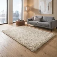 TaCa Home Langflor-Teppich Shaggy Teppich Langflor, rechteckig, Höhe: 60 mm, Schlafzimmer Kinderzimmer Wohnzimmer Esszimmer, weißgrau - 65 x 130 cm