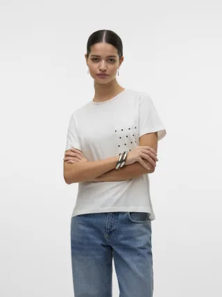 VERO MODA - VMKAIA SIF SS TOP BOX JRS GA snow white - Gr. - XS