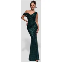 Goddiva Maxikleid Sequin Cowl One Shoulder Maxi Dress Langes Kleid