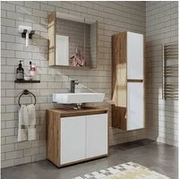 Roomart Badmöbel-Set MELONA 65 cm 3-tlg., Hochschrank, Spiegelschrank, 4 Farben, (Komplett-Set, 3-tlg. Set, stehend, Soft-Close, 2 Jahre Garantie), Soft-Close, stehend, 2 Jahre Garantie, modernes Design in 4 Farben