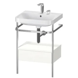 Duravit Happy D.2 Plus c-shaped Set mit Metallkonsole und Schubkasten Weiß Supermatt 575x490x850 mm HP4840E8484