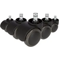 hjh OFFICE Stuhlrolle Stuhlrollen 5X Rolo 11Mm/50Mm Metall, Kunststoff, (5er Pack), Hartbodenrollen Bürostuhl, Rollen für Schreibtischstuhl