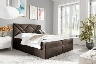 Boxspringbett Schlafzimmerbett 160x200cm LAZARO Nr.6 Braun inkl. Bettkasten