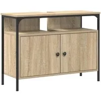 vidaXL Badezimmerspiegelschrank Waschbeckenschrank mit Tür Braun 80 x 30 x 60 cm Holzwerkstoff (1-St)