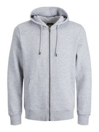 JACK&JONES - JJEBRADLEY SWEAT ZIP HOOD NOOS PLS Light Grey Melange