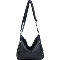 ITALYSHOP24 Schultertasche Damen Tasche Shopper Crossbody Handtasche Umhängetasche Beuteltasche, CrossOver Damentasche Hobo Bag Henkeltasche Reisetasche Leder Optik