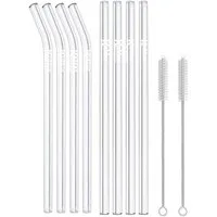 KeMar Kitchenware Trinkhalme Glastrinkhalme, (verschiedene Sets, 8-tlg., nach Auswahl), aus Borosilikat Glas