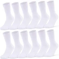 sockenkauf24 Diabetikersocken 12 Paar Damen & Herren Socken ohne Bund (Weiß, 43-46) 100% Baumwolle ohne Naht 11000