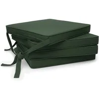 Beautissu Stuhlkissen 4er Set Loft SK Stuhlkissen Dunkelgrün, 45x40x5cm, Stuhlpolster mit Bändern Sitzkissen für Stühle, rutschfest