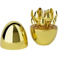 PFCTART Besteck-Set Heartland Egg Besteck Set 24-tlg. für 6 Personen – Edelstahl (24-tlg), 6 Personen, Ideal für Ostertisch, Osterbrunch festliche Tischdeko, Inkl. Eier-Aufbewahrungsbox – Mit Löffel, Gabel & Messer