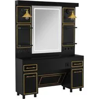 Barberpub Spiegelschrank BarberPub Friseurplatz mit Ablagen & Schubladen, Spiegelschrank 3161