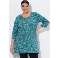 Ulla Popken Longshirt Longshirt Paisley Rundhalsausschnitt 3/4-Arm