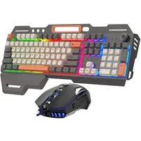 KINSI kabelgebundene Gaming-Maus-Set,Mechanische Metalltastatur,108 Tasten Tastatur- und Maus-Set
