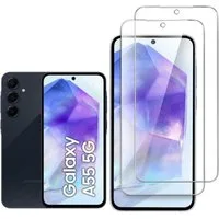 CLM-Tech Displayschutzglas 2x Schutzfolie für Samsung Galaxy A55 5G Panzerfolie kristallklar für Samsung Galaxy A55 5G, Galaxy A55 5G Panzerglas Folie - Anti-Fingerabdruck und kratzfest -, 2 Stück, Unterstützt Fingerabdruck-ID