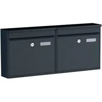 BASI Briefkasten Wandbriefkasten (Spar-Set, 2-St), 2er Set anthrazit matt, Einwurfklappe vorne, Namensschild, 2 Schlüssel