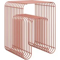 skølm Beistelltisch Vali als Hocker oder Bücherregal nutzbar (terrakotta), Couchtisch aus Metall, offenes Gitterdesign, Ablageregal 39x34x49 cm
