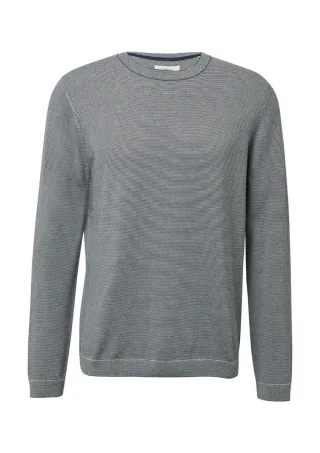 s.Oliver Red Label - Strick-Pullover mit Crew Neck blau/weiß - Gr. - XL
