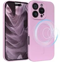EAZY CASE Handyhülle für Apple iPhone 16 Pro Hülle Silikon 6,3 Zoll, MagSafe Slimcover Kameraschutz Qi-Charging Softcover weich Flieder
