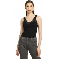rosemunde Spitzentop Bernardine Organic Cotton Top Vintage-Spitzenbesatz am V-Ausschnitt, breite Träger, feminin