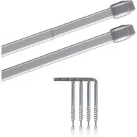 Bestlivings Vitragestange 2er-Pack, Ø 10 mm, 1-läufig, ausziehbar, mit Schraubhaken, verschrauben, Edelstahl, für Küchen- & Bistrogardinen