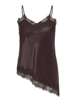 ONLY CARMAKOMA - CARINDONA STRAP SATIN LACE TOP WVN Coffee Bean - Gr. - 50
