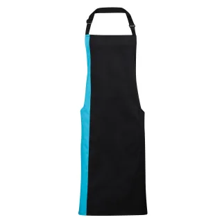 Premier Unisex-Kontrast-Latzschürze (Schwarz/Türkis)