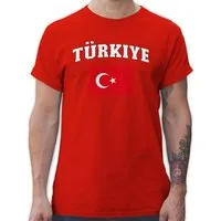 Shirtracer T-Shirt Türkiye Schriftzug mit Flagge, Türkei, Turkey, Türkisch 2026 Fussball WM Fanartikel