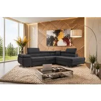 M-Punkt24 Ecksofa DUBAI, Samtstoff, Ottomane rechts oder links, Kopfteilverstellung, Bettkasten
