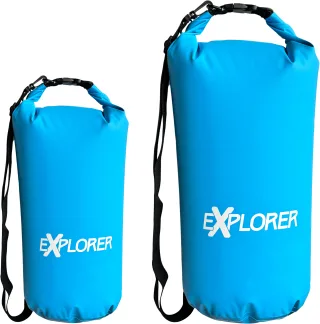 EXPLORER Aufbewahrungstasche "Packsack Rollsack 10 L / 20 L wasserdicht, mit Schultergurt" Rolltop Tasche für Sup Camping Kajak Wandern Angeln Bootfahren Rafting