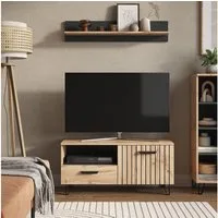 Vicco Lowboard Amber, Braun/Braun, 100.2 x 48.5 cm mit Schublade und Tür (1 St)