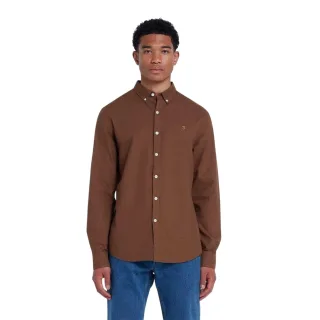 Farah - Button-Down-Hemd für Herren, Oxford-Stil, Langärmlig (Mittelbraun)