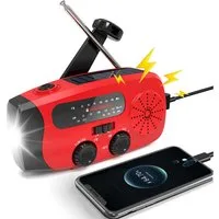 Sytifro Notfallradio, Solar Radio, AM/FM Kurbelradio mit handy ladefunktion Notfallradio (Tragbares, Radio Batteriebetrieben Notfall mit 2000mAh Wiederaufladbare Batterie, 6 W, radio mit Led Taschenlampe, SOS-Alarm für Notfall, Camping, Ourdoor)