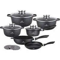 KlönBerg Topf-Set Steinbeschichteten Töpfen in verschiedenen Größen mit Bratpfannen, Aluminiumguss, Aluminium, Keramik, Edelstahl (Passt in jede Küche! 1.3L / 1.5L / 2.3L / 3.4L / 4.5L / 6.5L, 17-tlg., Es ist eine perfekte Geschenkidee für jeden Anla
