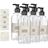 Oputec Seifenspender 6 x 500ml Seifenspender aus Kunststoff Flasche zum Befüllen +Etiketten