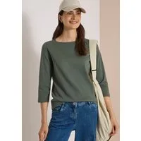 CECIL 3/4-Arm-Shirt U-Boot-Ausschnitt, unifarben, Baumwolle