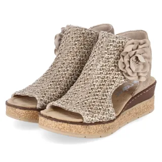 Rieker Schaftsandaletten  Beige - Gr. 38 -  Textil
