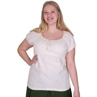 Battle Merchant Burgfräulein-Kostüm Mittelalter Kurzarm-Bluse Aren, natur S