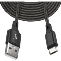 Mobilefox 3m Universal Micro USB Schnell Lade Daten Kabel Nylon Stecker Schwarz Smartphone-Kabel