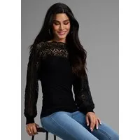 Bruno Banani Strickpullover mit Spitze auf Ärmel und Schulter