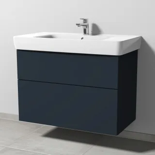 Sanipa 3way Waschtischunterbau zu Geberit Renova Plan Waschtisch mit 2 Auszügen, Marine-Matt SP8801R