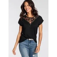 Melrose Kurzarmshirt mit angeschnittenen Ärmeln, bequeme Passform, mit feiner Spitze